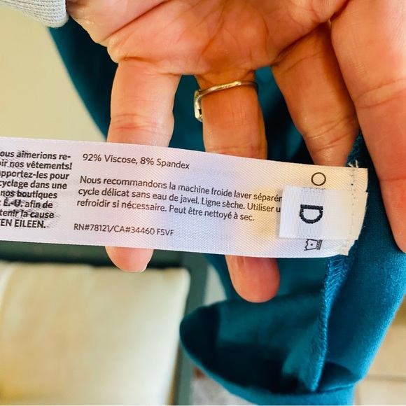 EILEEN FISHER Blue Jersey 3/4 Sleeve Tunic Top - Picture 4 of 4